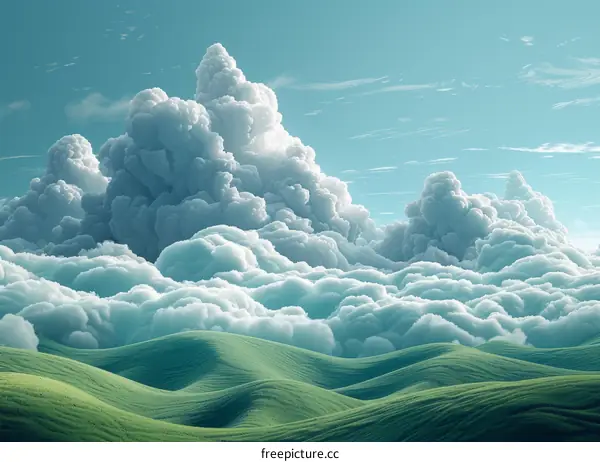 Rolling Green Hills and Expansive Cloudscape