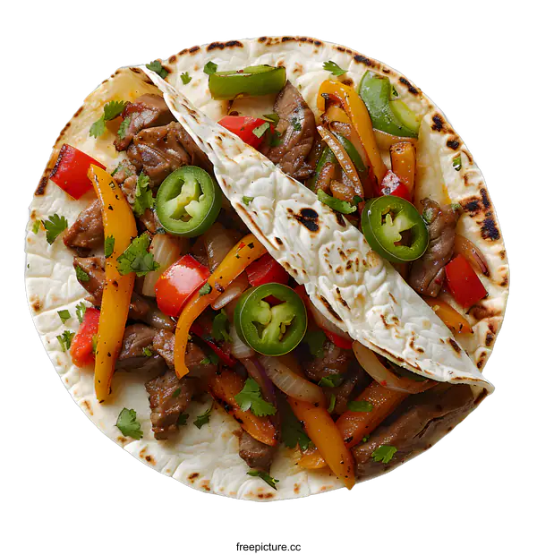 [Transparent Background PNG]Beef Fajitas with Peppers and Onions