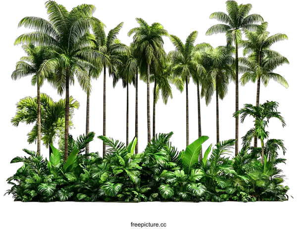 [Transparent Background PNG]Tropical Palm Trees Background