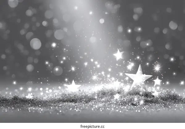 Silver Sparkling Stars Background Illustration