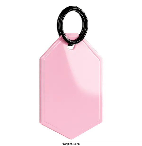 [Transparent Background PNG]Pink Octagonal Keyring Tag Mockup