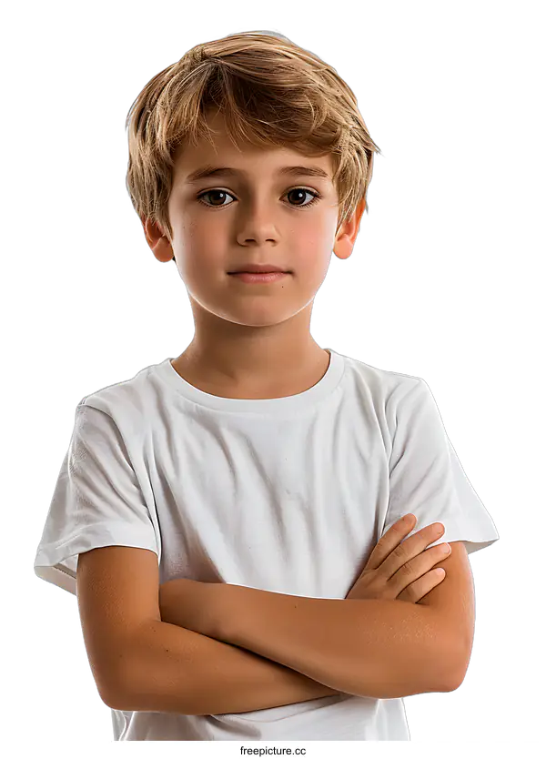 [Transparent Background PNG]Portrait of a boy with crossed arms