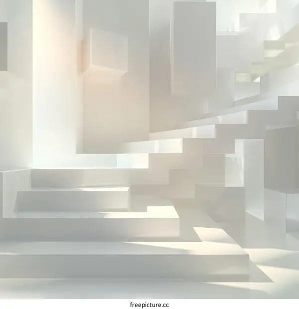 Abstract white geometric shapes composition