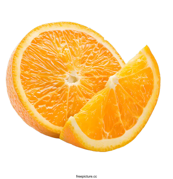 [Transparent Background PNG]Fresh Orange Slices Isolated on White Background