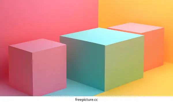 Abstract Minimalist Background with Colorful Cubes