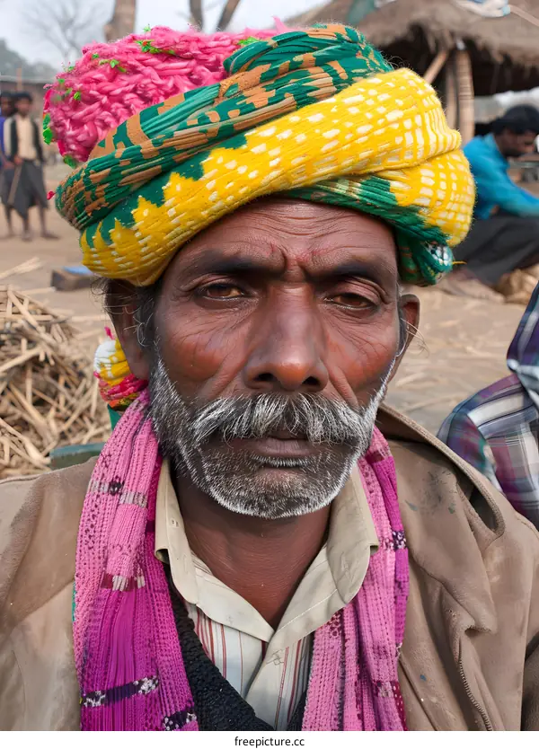 Portrait of a Man in a Traditional Indian Turban