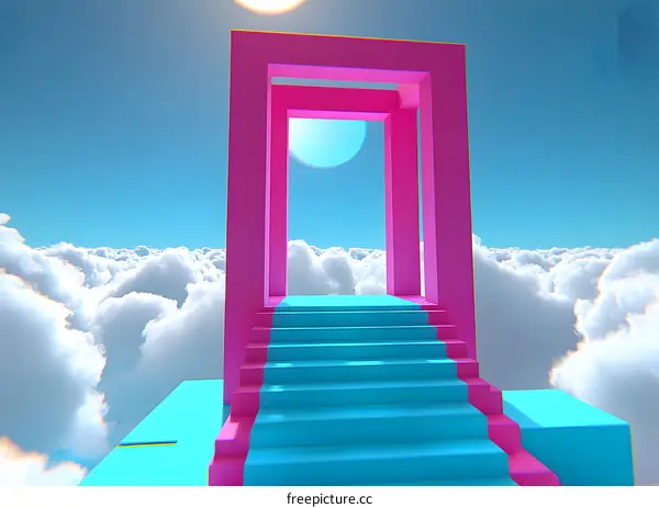 Pink and Blue Archway Leading to Heaven