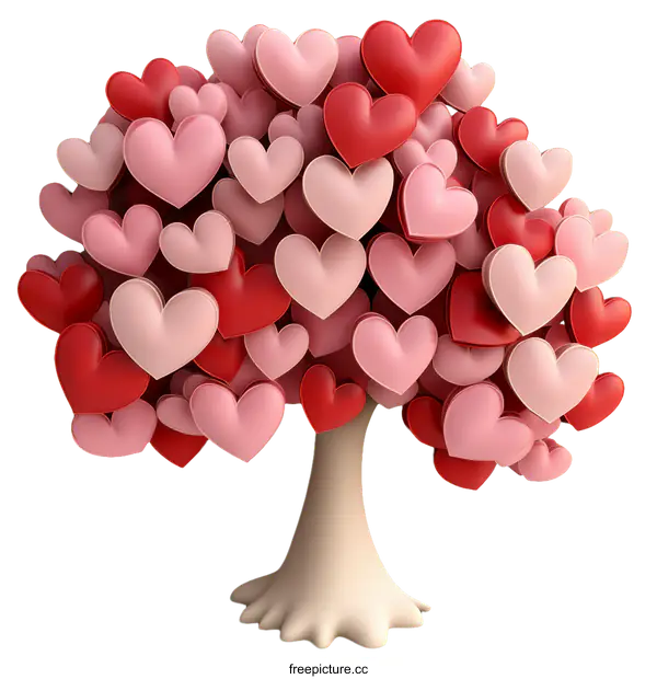[Transparent Background PNG]Love Tree Illustration with Many Hearts