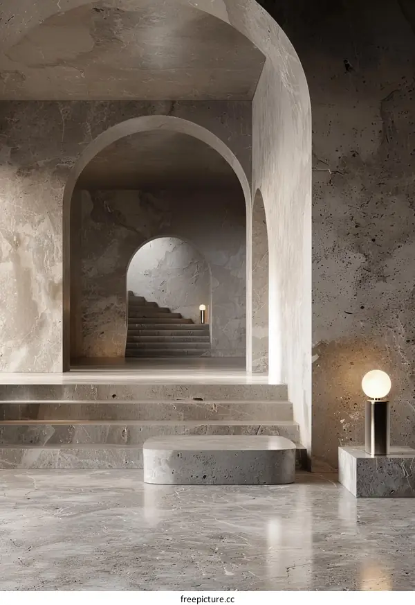 Modern Minimalist Interior Design with Stone Accents