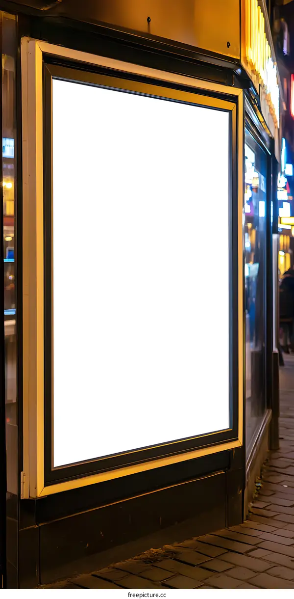 Blank Billboard Mockup on Building Wall at Night