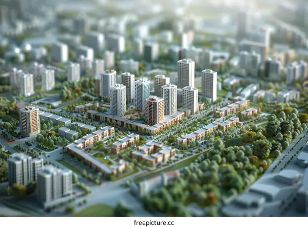 Modern Urban Cityscape Architectural Model