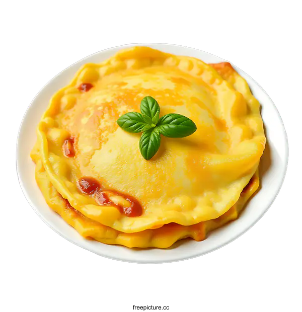 [Transparent Background PNG]Delicious Italian Stuffed Pastry on a Plate