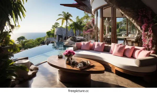 Modern Tropical Villa With Infinity Pool Overlooking The Ocean