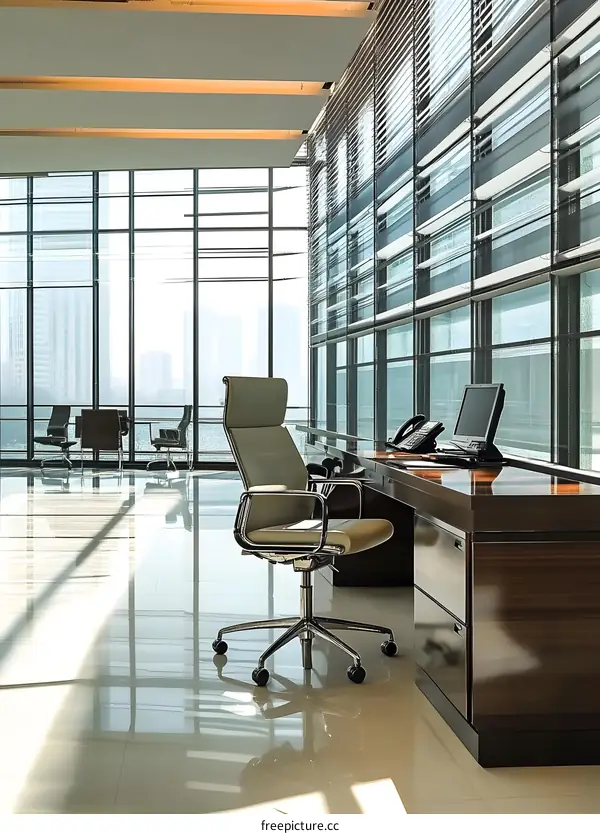 Modern Office Interior Design with Large Windows