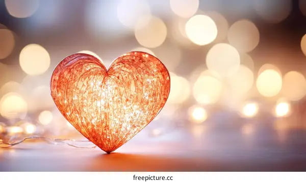 Romantic Heart Shaped Light Decorated with Festive Bokeh