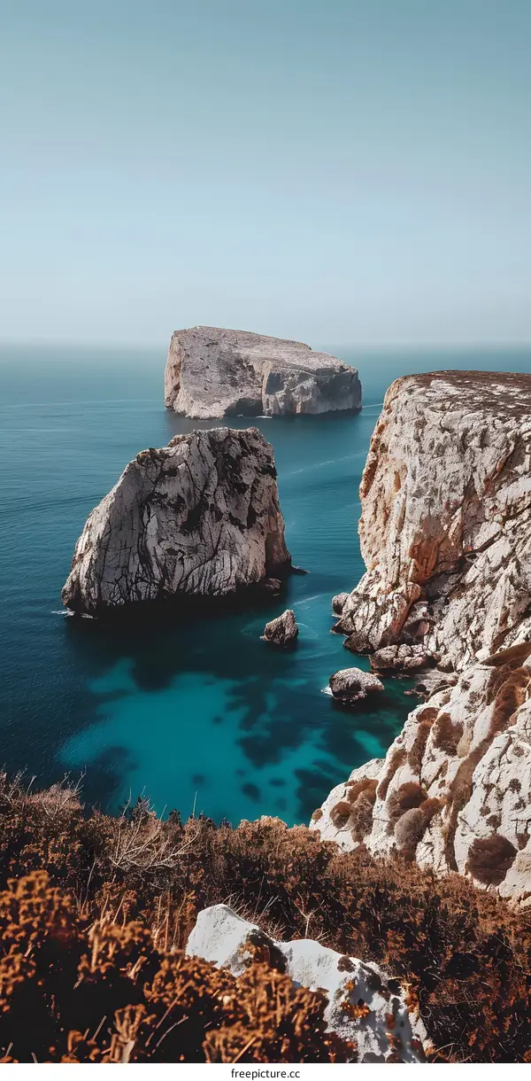 Sea Cliffs and Blue Water in Sardinia Italy