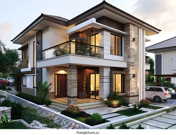 Modern Villa Exterior Design with Landscaping