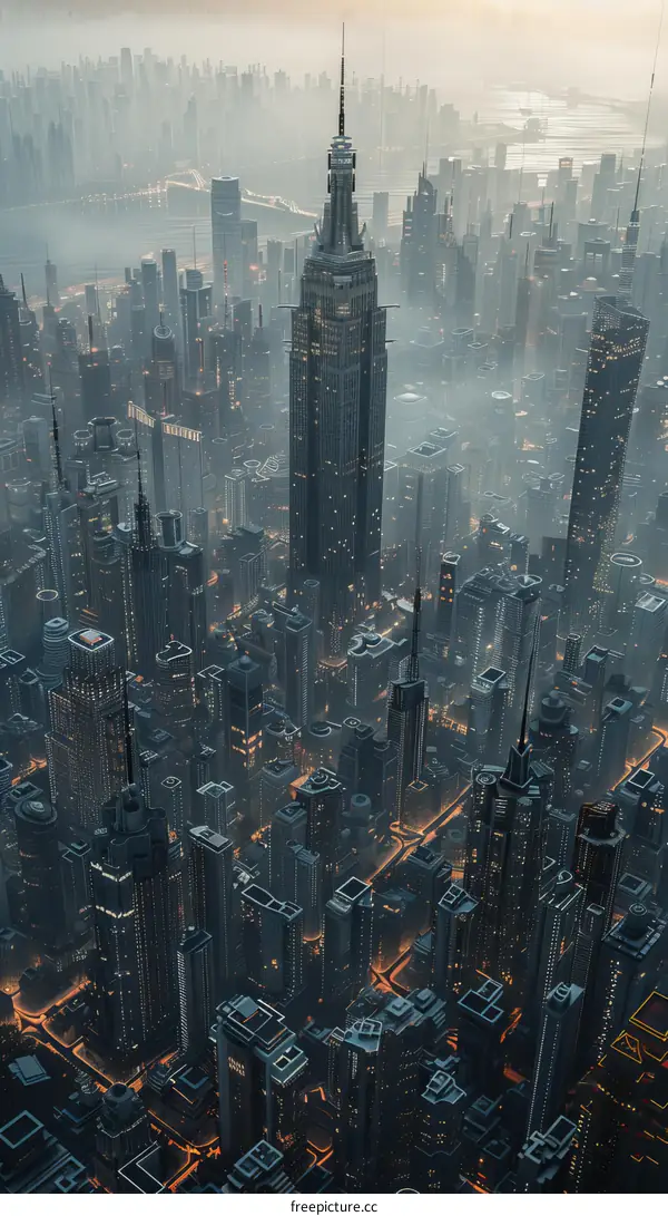 Futuristic Cityscape Aerial View