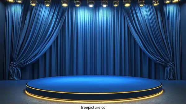 Elegant Blue Stage with Drapes
