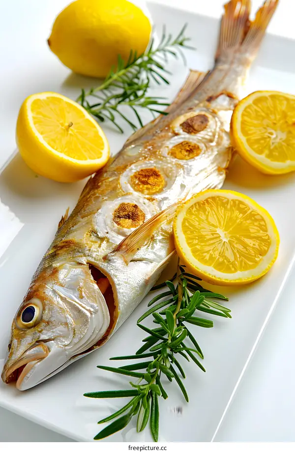 grilled fish with lemon and rosemary