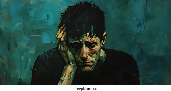 A portrait of a man with his hand on his head