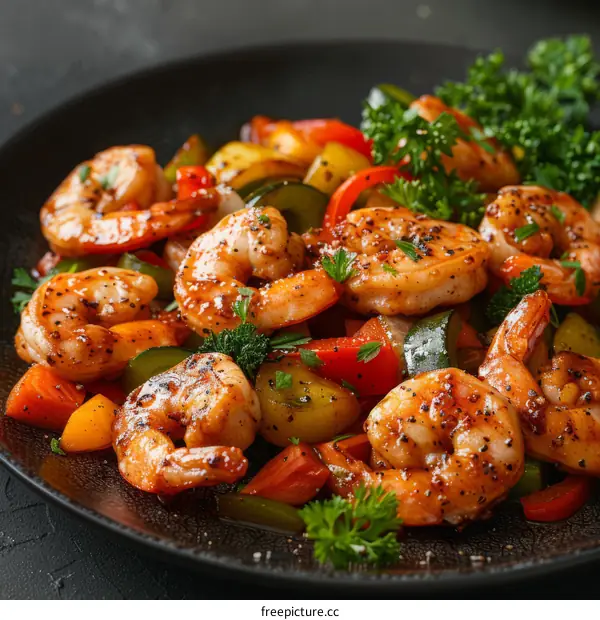 Shrimp Stir-Fry with Bell Peppers and Zucchini