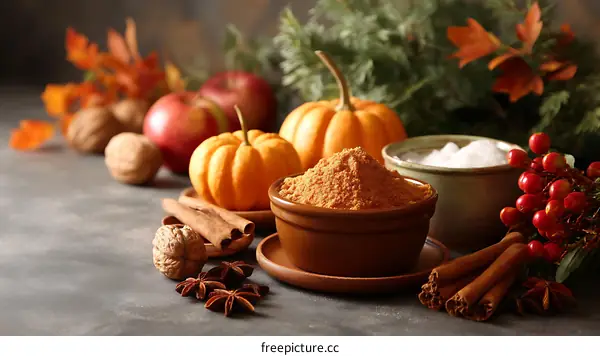 Autumnal Pumpkin Spice Ingredients Display