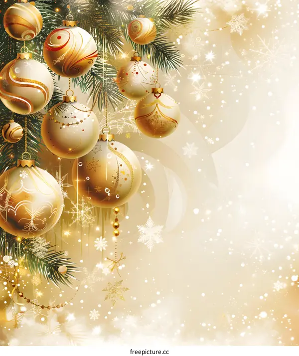 Christmas background with golden balls