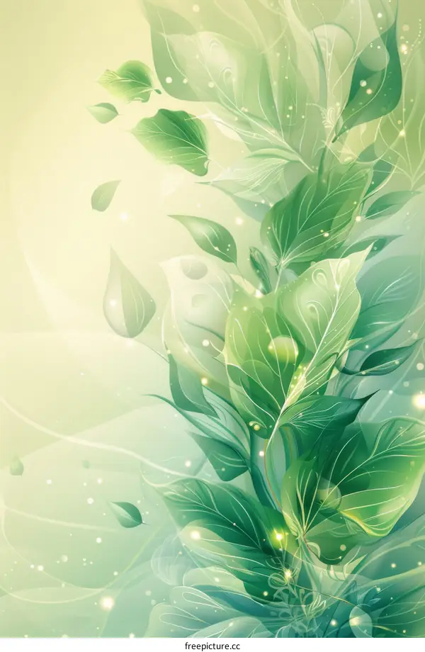 Vivid Green Foliage on White Background