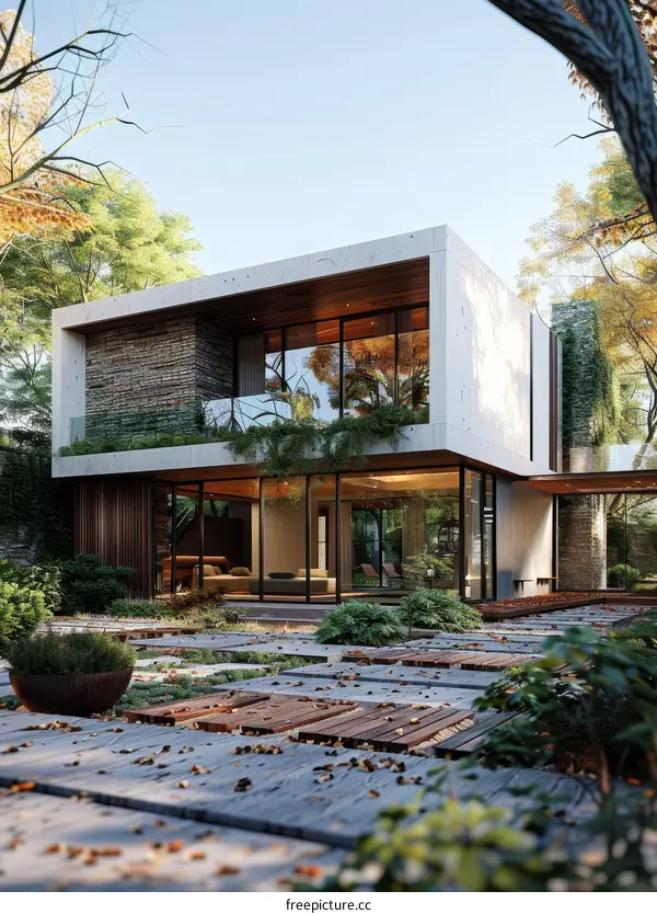 Modern House with Natural Elements Exterior