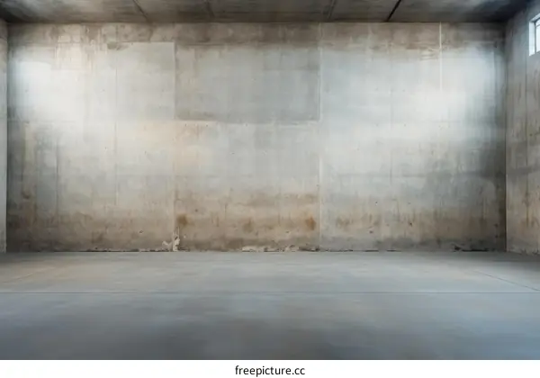 Empty concrete room with sunlight from the window