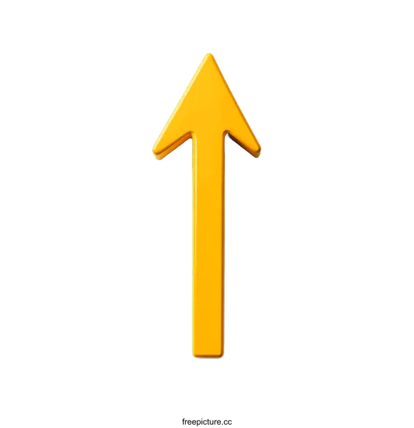 [Transparent Background PNG]3D Yellow Up Arrow on transparent background