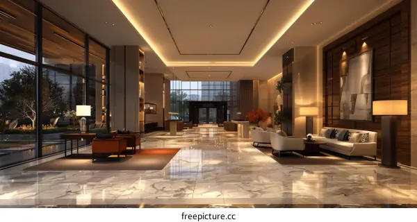 Grand Hotel Lobby with a Luxurious and Modern Interior