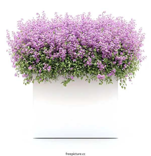 Purple Flower Bush In White Planter