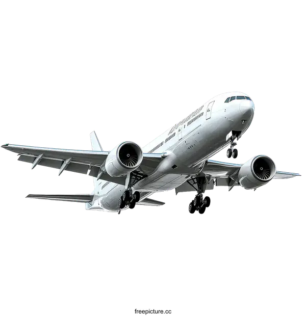 [Transparent Background PNG]White Airplane in Flight