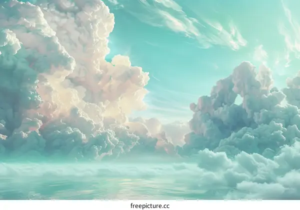 A Dreamlike Sky Filled with Fluffy Clouds