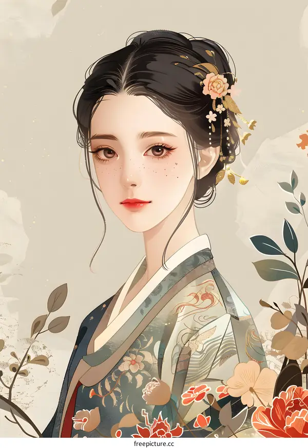 Portrait of a young woman in traditional Chinese clothing