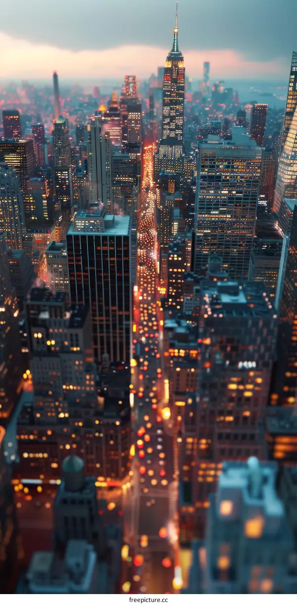 Mesmerizing Nighttime Skyward Panorama of the New York City Skyline Within the Manhattan Region