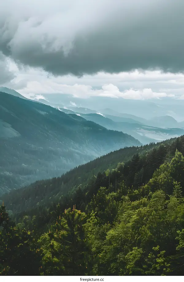 Green Mountains With Overcast Sky