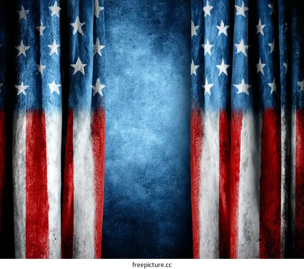American Flag Draped Curtains Background Image