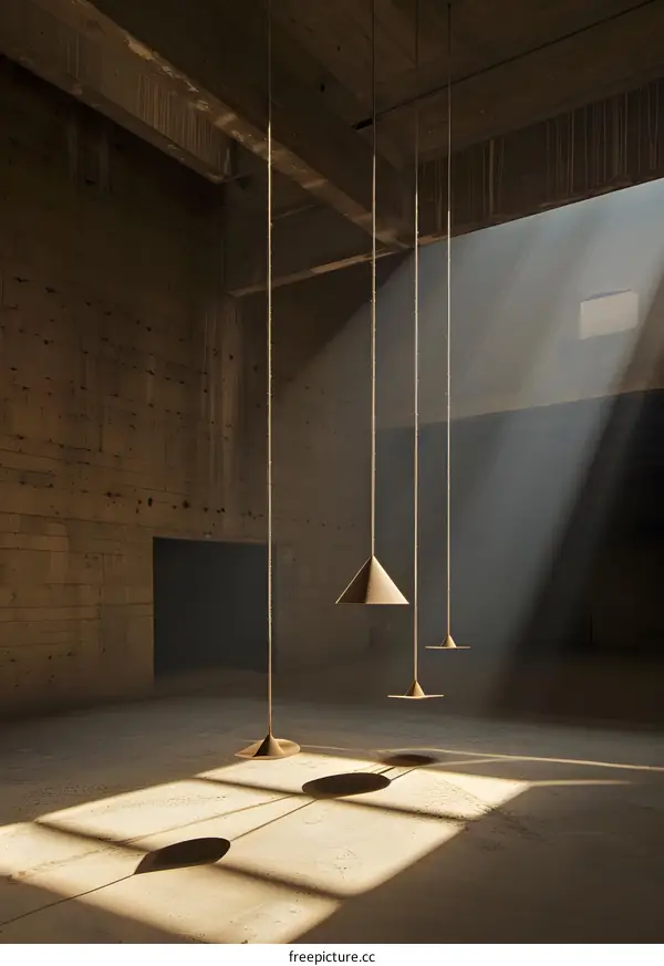 Minimalist Interior Design with Hanging Lamps and Sunlight