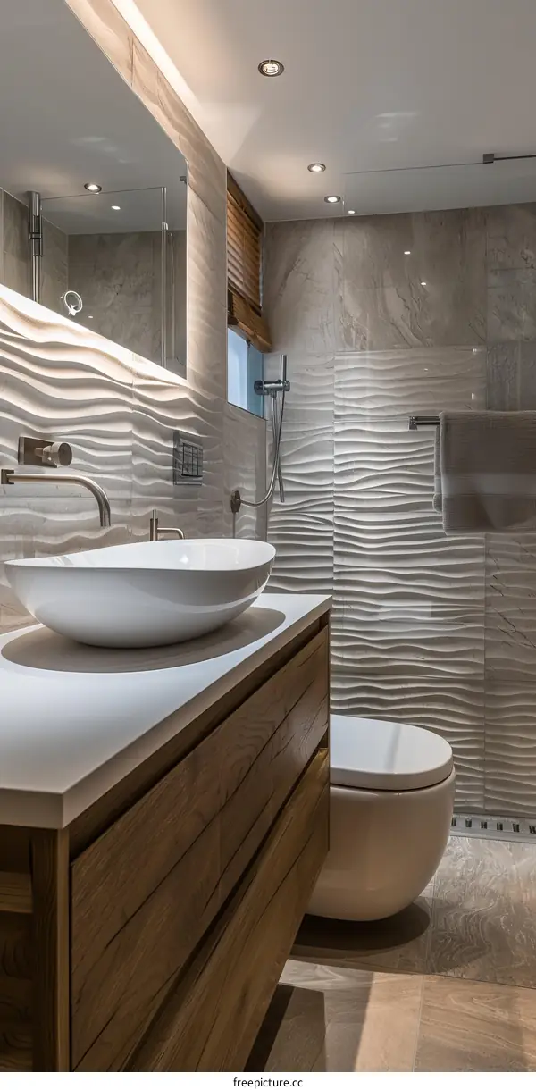 Modern Luxury Bathroom Design with Wooden Vanity