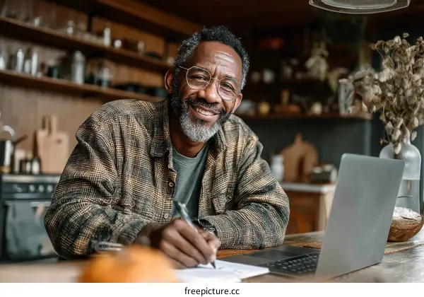 African American Man Working at Home