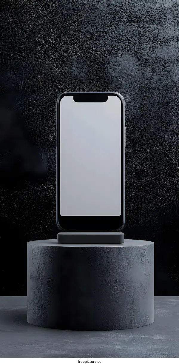 Black Smartphone Mockup on a Dark Background