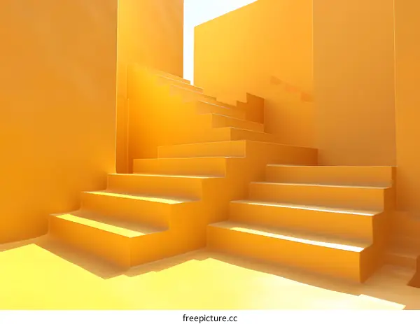 3D rendering of a yellow staircase