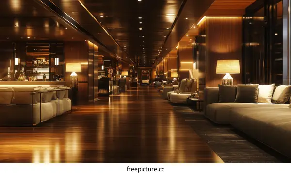 Luxury Hotel Lobby Interior Design Illustration