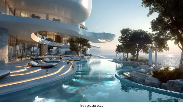 Luxury residential buildings on an artificial island in Dubai