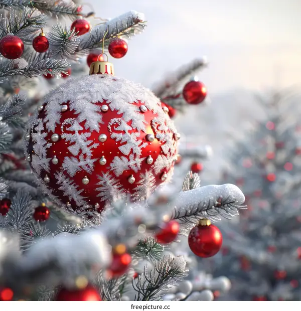 Christmas Tree Ornament Decorated with Snow