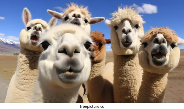 Cute Alpacas Looking at the Camera