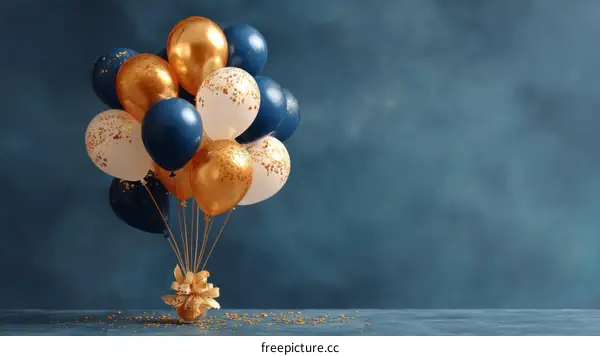 Golden and Navy Blue Balloons Festive Decoration